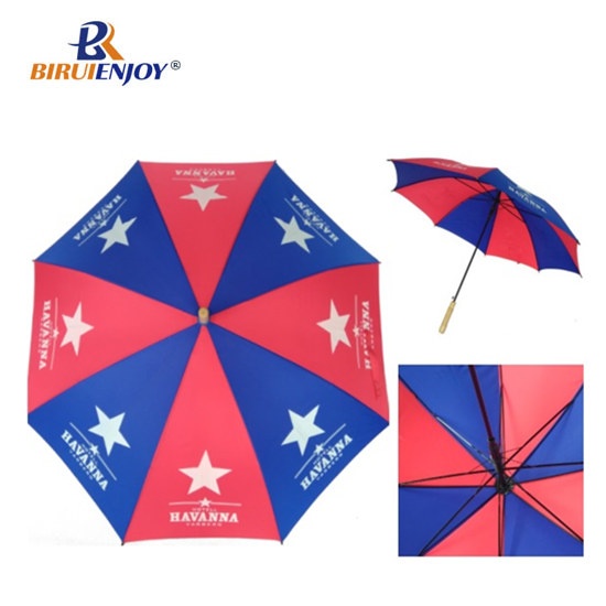 24 inch straight umbrella metal frame red blue with company logo