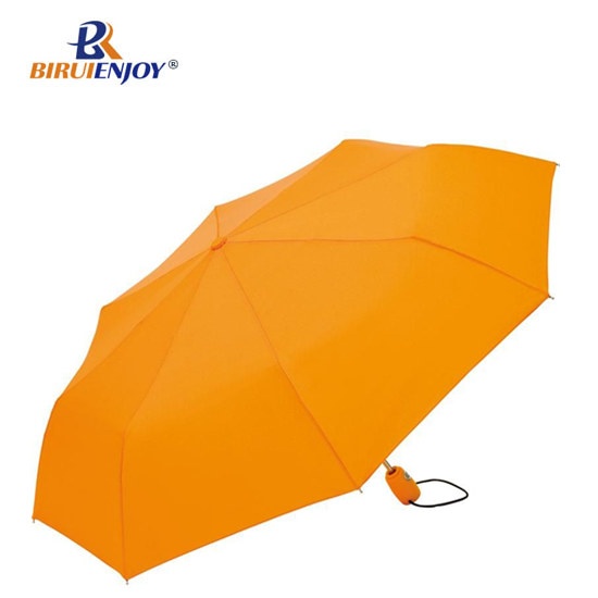 3 section mini umbrella with pocket bag orange auto