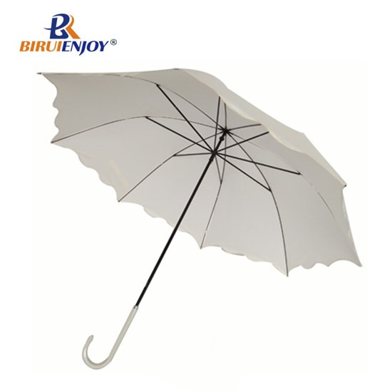 Fashion lady wedding umbrella ivory bubble parasol long curved handle