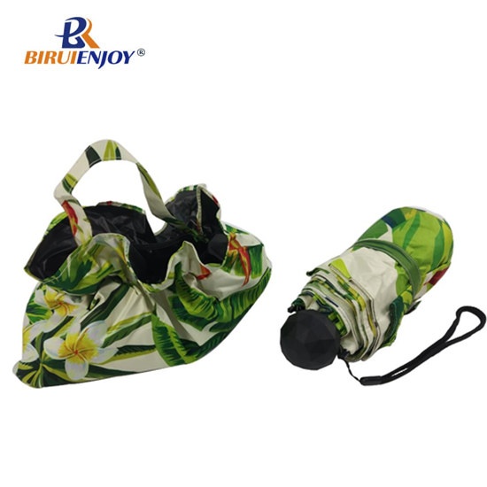 Fashion 5 fold mini umbrella with tote bag by digital print 21