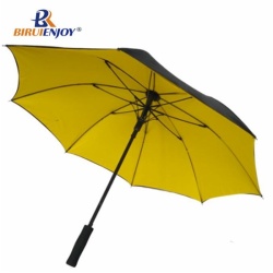 double layer straight umbrella black yellow pongee auto