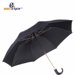 2 section men umbrella with crooked handle